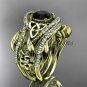 14kt yellow gold diamond celtic trinity knot wedding ring,Black Diamond,double matching band CT7211S