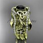 14kt yellow gold diamond celtic trinity knot wedding ring,Black Diamond,double matching band CT7211S