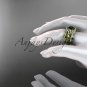 14kt yellow gold diamond celtic trinity knot wedding ring,Black Diamond,double matching band CT7211S