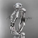 14k white gold diamond leaf and vine wedding ring,engagement ring ADLR353