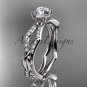 Platinum diamond leaf and vine engagement ring with a Moissanite center stone ADLR353