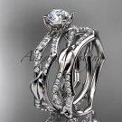 Platinum  diamond leaf and vine wedding ring, engagement set ADLR353S