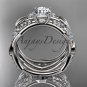 Platinum  diamond leaf and vine wedding ring, engagement set ADLR353S
