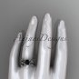 14kt white gold diamond celtic trinity knot engagement ring, Black DiamondCT7215S