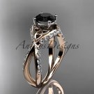 14kt rose gold diamond celtic trinity knot wedding ring, engagement ring, Black Diamond CT7218