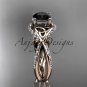 14kt rose gold diamond celtic trinity knot wedding ring, engagement ring, Black Diamond CT7218