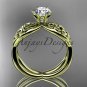 14kt yellow gold diamond celtic trinity knot engagement ring with a Moissanite center stone CT7221