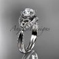 14kt white gold diamond celtic trinity knot engagement ring with a Moissanite center stone C