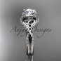 14kt white gold diamond celtic trinity knot engagement ring with a Moissanite center stone C