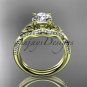 14kt yellow gold diamond celtic trinity knot engagement ring with a Moissanite center stone C