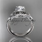 Platinum diamond celtic trinity knot engagement ring with a Moissanite center stone C