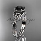 Platinum  diamond celtic trinity knot engagement ring, Black Diamond CT7224