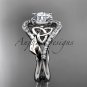 Platinum diamond celtic trinity knot engagement ring with a Moissanite center stone CT724