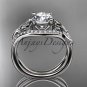 Platinum diamond celtic trinity knot engagement ring with a Moissanite center stone CT724