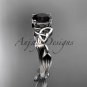 14kt white gold diamond celtic trinity knot wedding ring, engagement ring ,Black Diamond CT7251