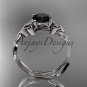 14kt white gold diamond celtic trinity knot wedding ring, engagement ring ,Black Diamond CT7251