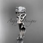 14kt white gold diamond celtic trinity knot engagement ring with a Moissanite center stone CT7251