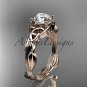 14kt rose gold diamond celtic trinity knot engagement ring with a Moissanite center stone CT7251