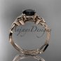 14kt rose gold diamond celtic trinity knot wedding ring, engagement ring ,Black Diamond CT7251