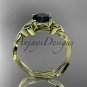 14kt yellow gold diamond celtic trinity knot wedding ring, engagement ring ,Black Diamond CT7251