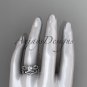 14k white gold diamond leaf and vine engagement set with a F Moissanite center stone ADLR353S