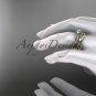14k yellow gold diamond leaf and vine engagement set with a F Moissanite center stone ADLR353S