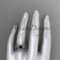 Platinum diamond leaf and vine engagement set with a Black Diamond center stone ADLR353S