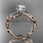 14kt rose gold diamond celtic trinity knot engagement ring with a Moissanite center stone CT7270