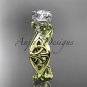 14kt yellow gold diamond celtic trinity knot engagement ring with a Moissanite center stone CT7270
