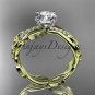14kt yellow gold diamond celtic trinity knot engagement ring with a Moissanite center stone CT7270