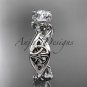 platinum diamond celtic trinity knot engagement ring with a Moissanite center stone CT7270