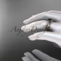 14kt rose gold diamond celtic trinity knot engagement ring with a Black Diamond center stone CT7270