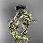 14k yellow gold diamond celtic trinity knot engagement ring with a Black Diamond center stone CT7270