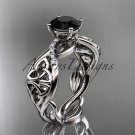 Platinum diamond celtic trinity knot engagement ring with a Black Diamond center stone CT7270
