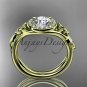 14kt yellow  gold diamond celtic trinity knot engagement ring with a Moissanite center stone CT7314