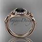 14kt rose gold diamond celtic trinity knot engagement ring with a Black Diamond center stone CT7314
