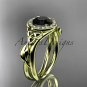 14k yellow gold diamond celtic trinity knot engagement ring with a Black Diamond center stone CT7314