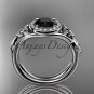 Platinum diamond celtic trinity knot engagement ring with a Black Diamond center stone CT7314