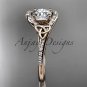 14kt rose gold diamond celtic trinity knot engagement ring with a Moissanite center stone CT7317
