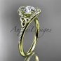 14kt yellow gold diamond celtic trinity knot engagement ring with a Moissanite center stone CT7317