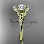 14kt yellow gold diamond celtic trinity knot engagement ring with a Moissanite center stone CT7317