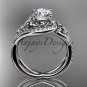 Platinum diamond celtic trinity knot engagement ring with a Moissanite center stone CT7320