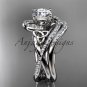 14kt white gold diamond celtic trinity knot wedding ring, engagement set CT7320S