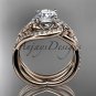 14kt rose gold diamond celtic trinity knot wedding ring, engagement set CT7320S