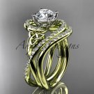 14kt yellow gold diamond celtic trinity knot wedding ring, engagement set CT7320S