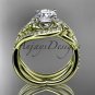 14kt yellow gold diamond celtic trinity knot wedding ring, engagement set CT7320S