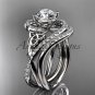 Platinum diamond celtic trinity knot engagement set with a Moissanite center stone CT7320S