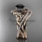 14kt rose gold diamond celtic trinity knot engagement set with a Black Diamond center stone CT7320S