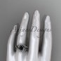 Platinum diamond celtic trinity knot engagement set with a Black Diamond center stone CT7320S