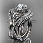 14kt white gold diamond celtic trinity knot engagement ring with double matching band CT7320S